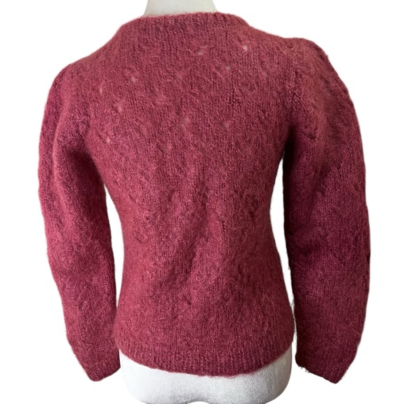 Hand Knit Mohair Lacy Fuzzy Eyelet Sweater – Dusty Rose – Small | Vintage 80’s - Picture 8 of 8
